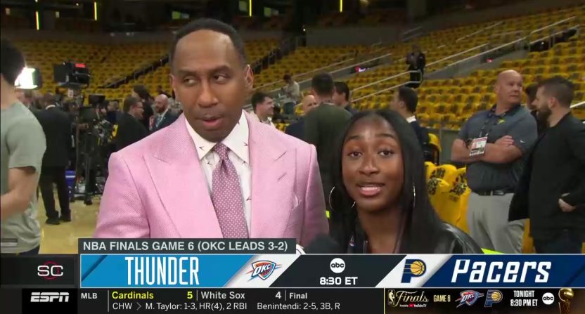 On Thursday's SportsCenter, Stephen A. Smith's daughter, Samantha, got some screen time with her dad and Elle Duncan. Photo Credit: ESPN