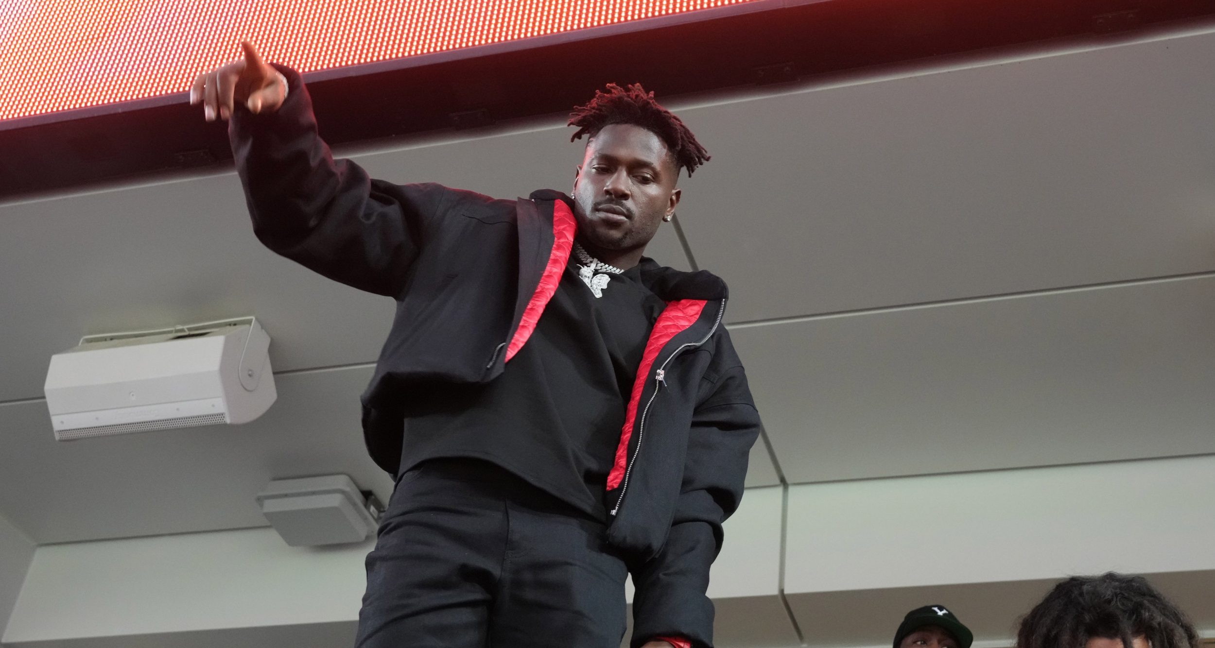 NFL free agent Antonio Brown attends in the third quarter in Super Bowl LVI at SoFi Stadium.
