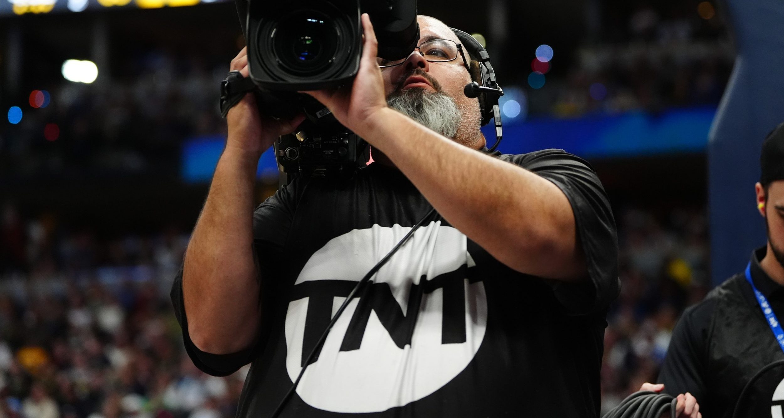 General view of a TNT base court videographer Mark Garza