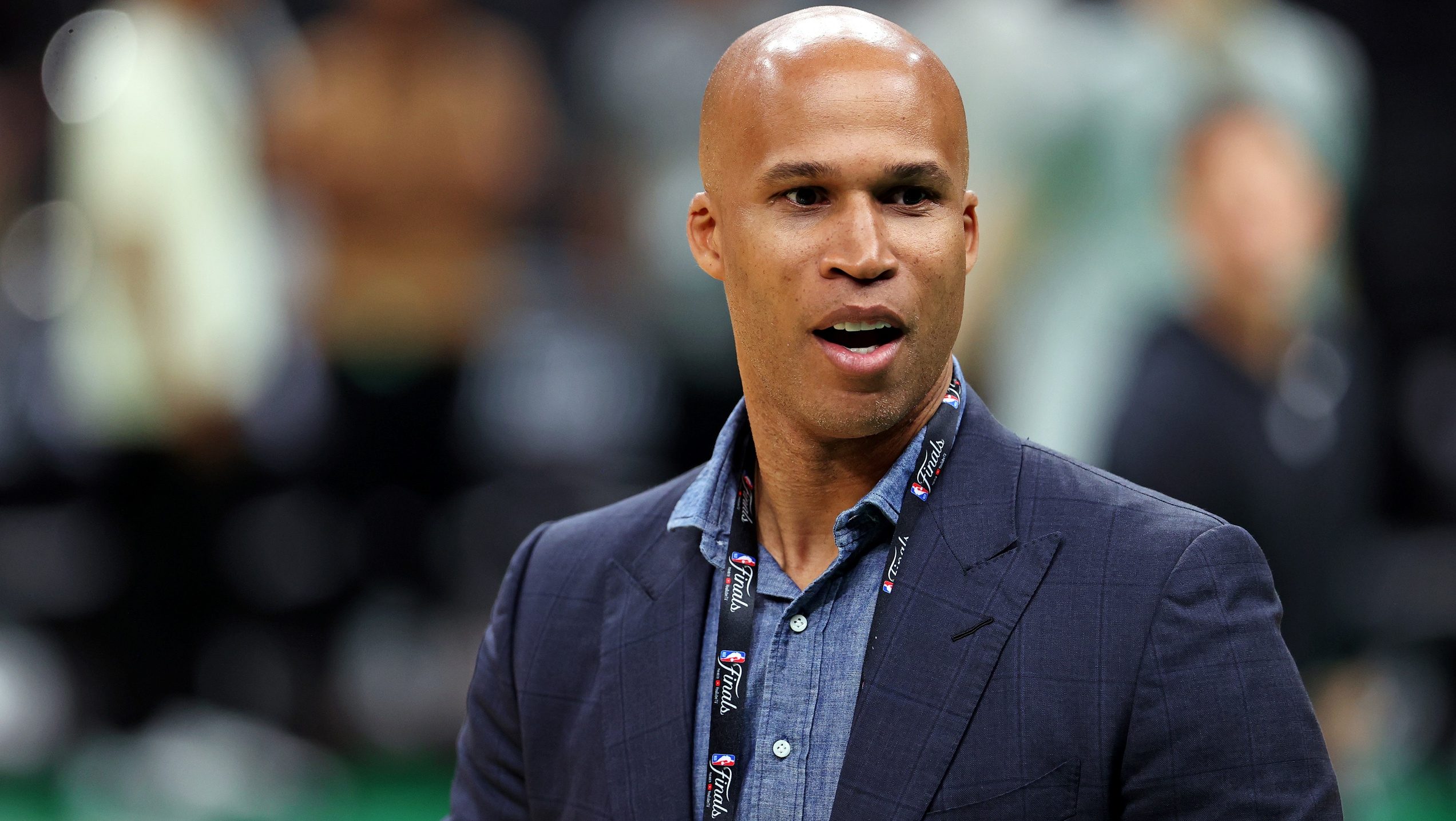 Jun 5, 2024; Boston, MA, USA; TV analyst and former player Richard Jefferson during the NBA Finals Media Day at TD Garden. Mandatory Credit: Peter Casey-USA TODAY Sports