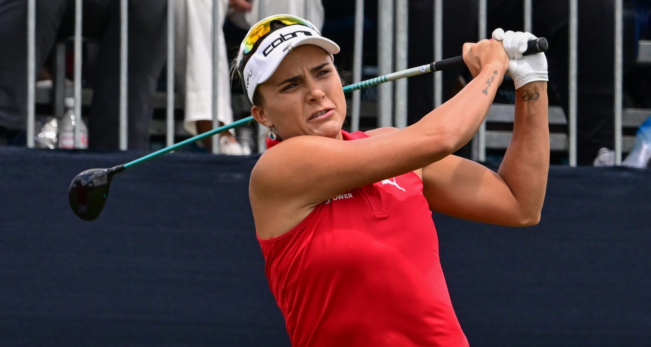 Lexi Thompson tees off at the 1st hole during the first round of the U.S. Women's Open