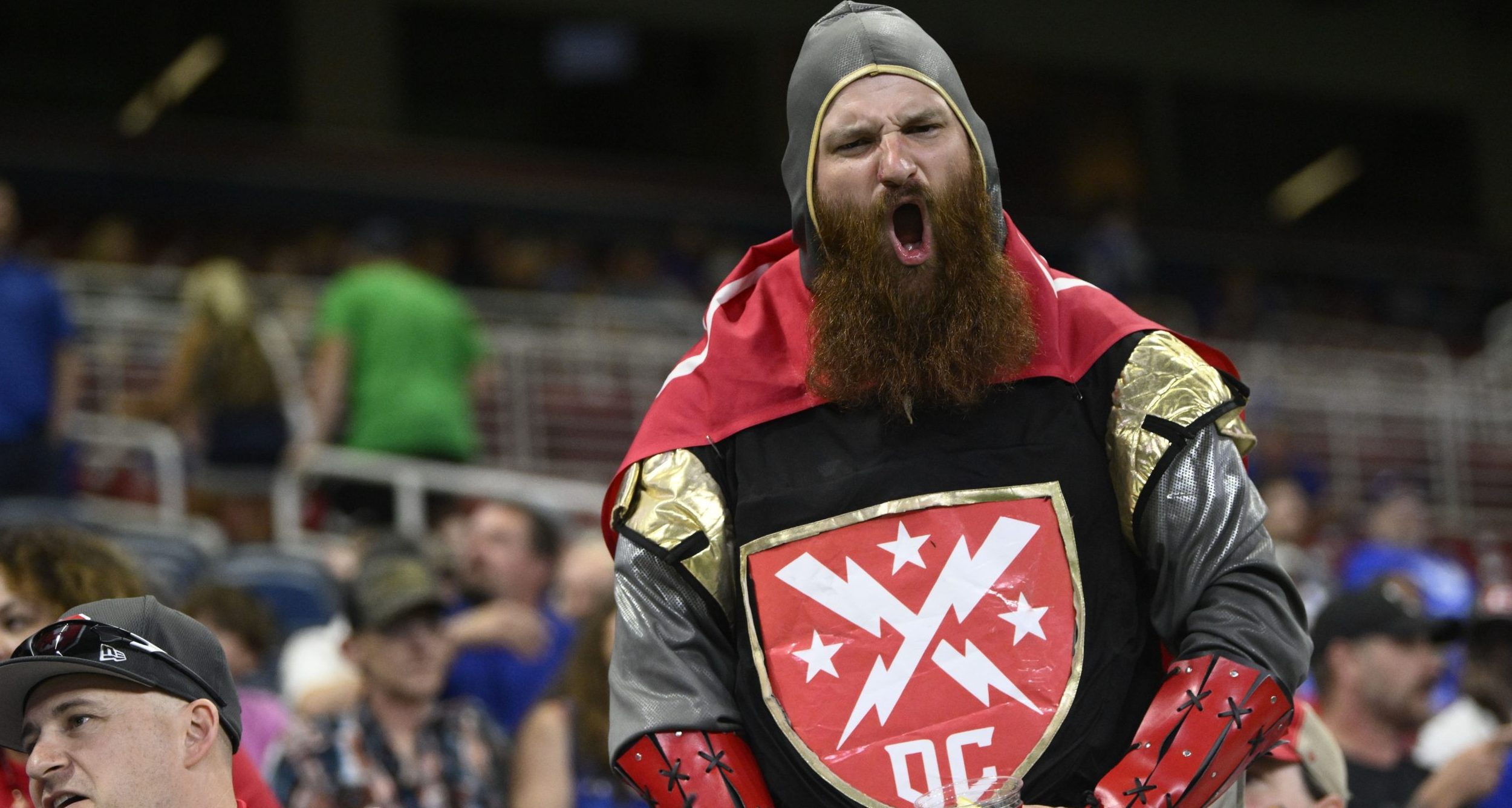 A DC Defenders fan reacts during the fourth quarter of the XFL Conference Championship game