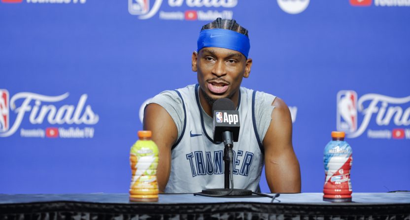 Shai Gilgeous-Alexander at NBA Finals Media Day on June 4, 2025.
