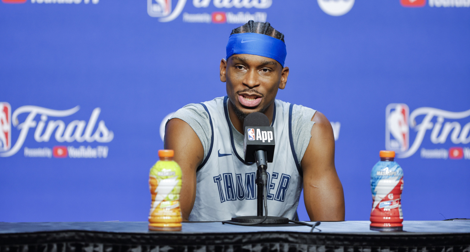 Shai Gilgeous-Alexander at NBA Finals Media Day on June 4, 2025.