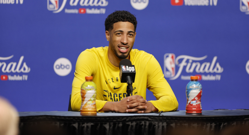 Tyrese Haliburton at NBA Finals Media Day on June 4, 2025.