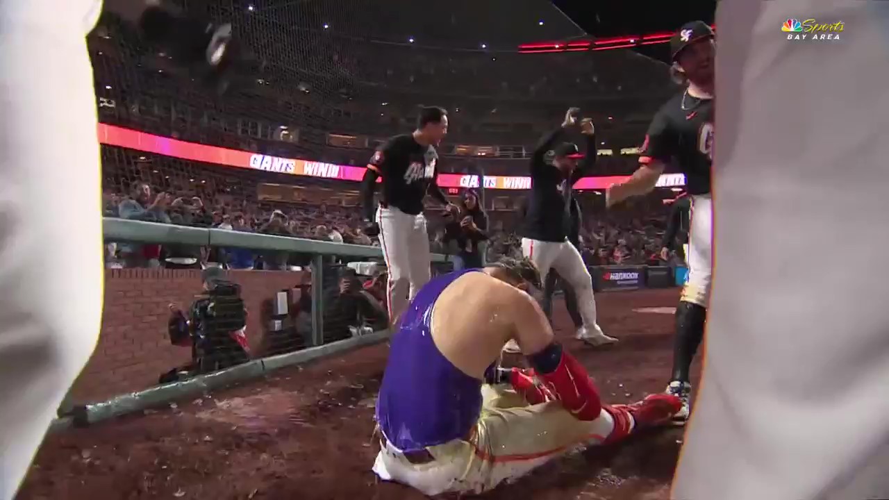 While the calls were all different, the Giants and Phillies announcers perfectly the crazy inside-the-park walk-off home run ending. Photo Credit: NBC Sports Bay Area.