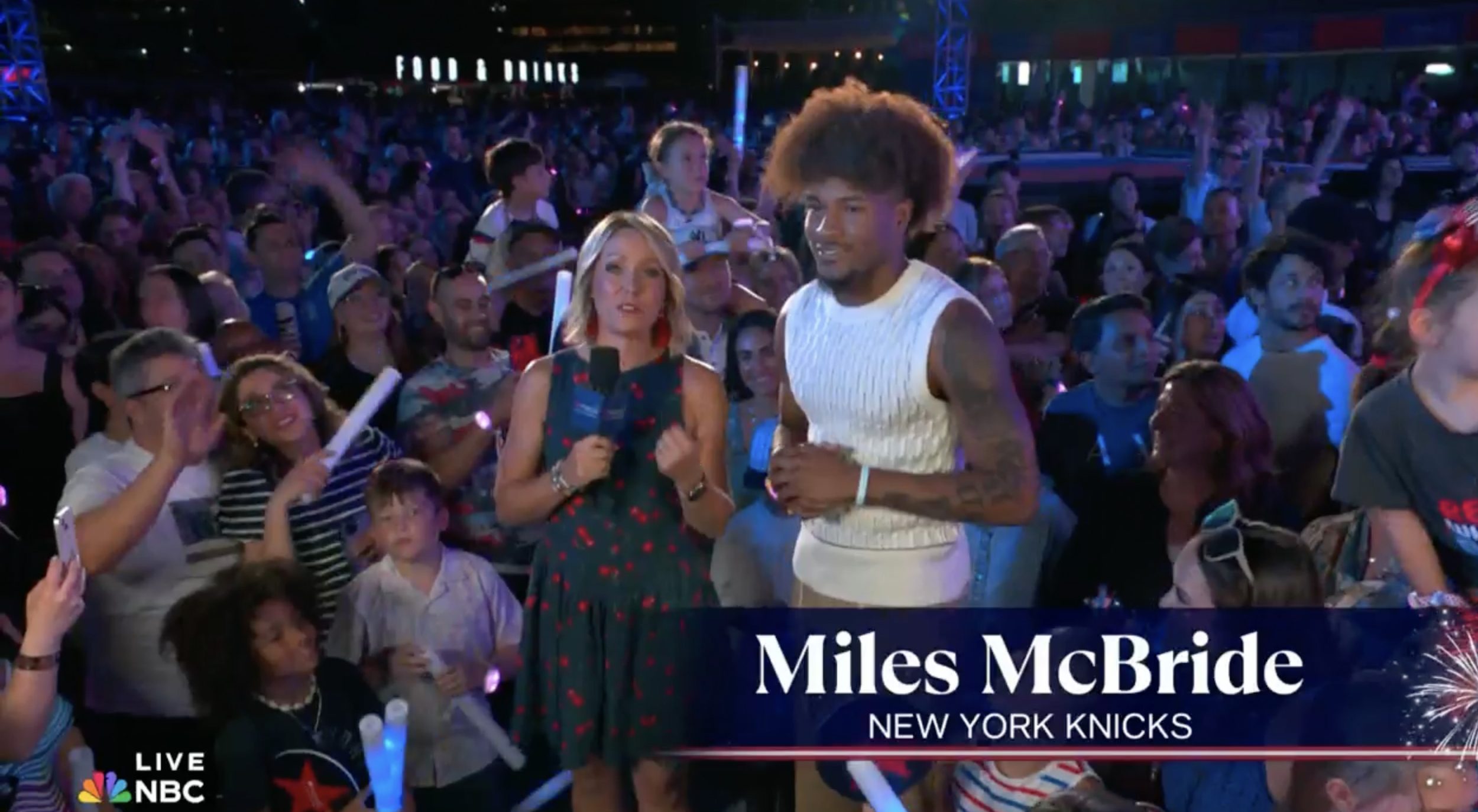 New York Knicks guard Miles "Deuce" McBride with NBC's Dylan Dreyer on the 4th of July.