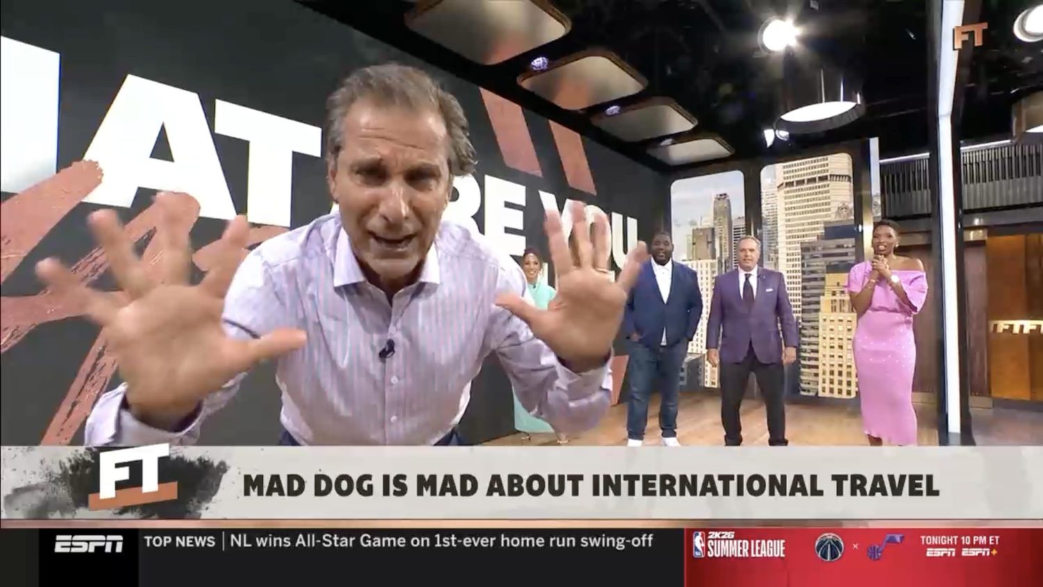 Chris Russo rants about airline travel on First Take