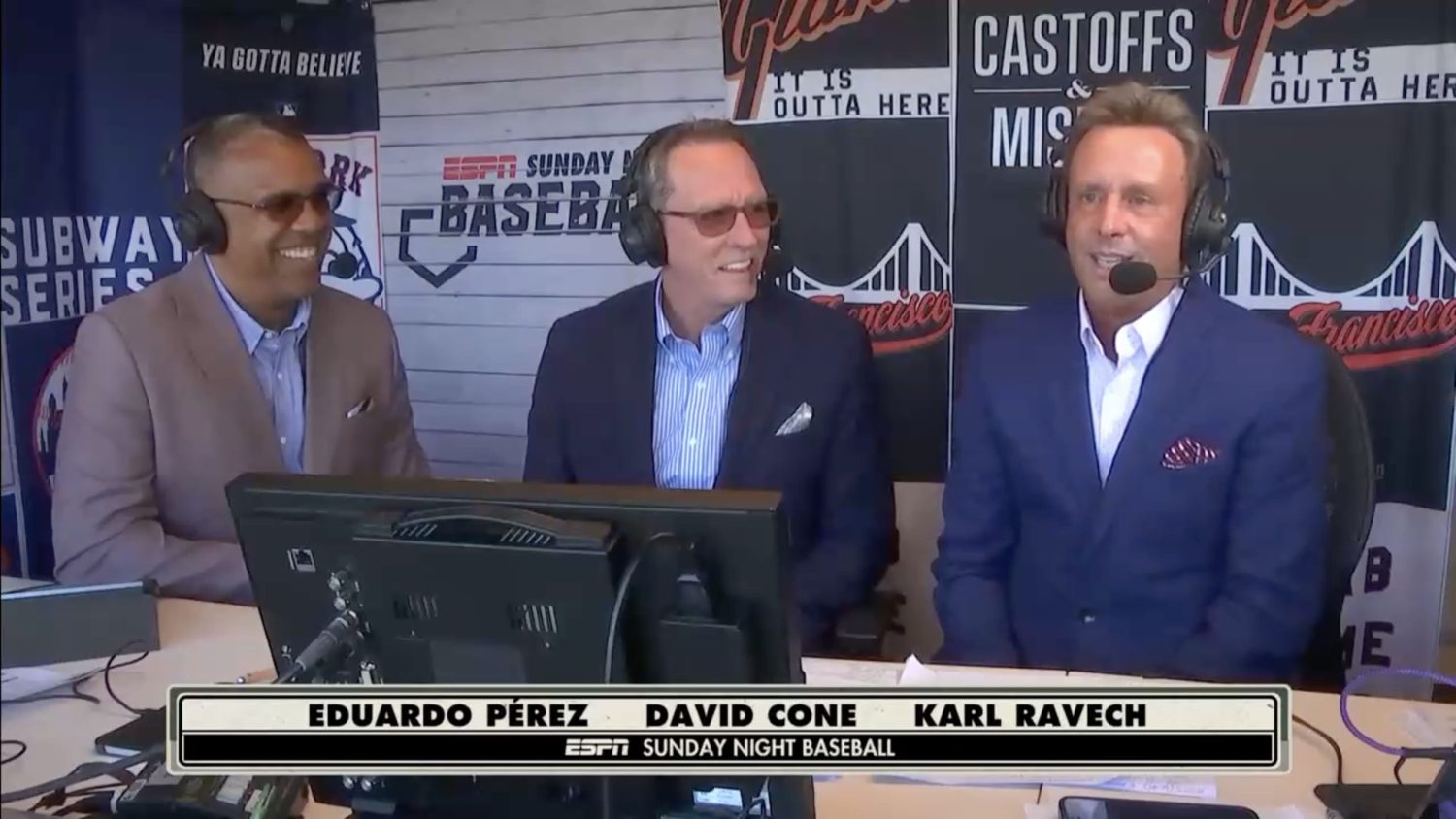 Eduardo Perez, David Cone and Karl Ravech on Sunday Night Baseball