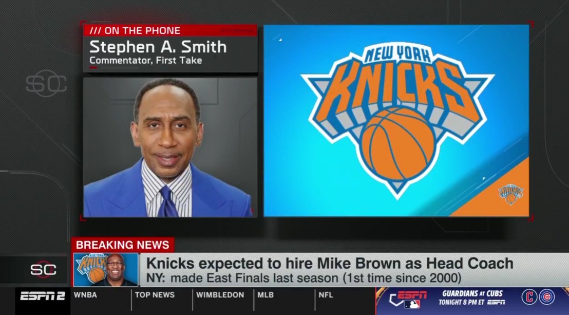 Stephen A. Smith listed Michael McBride as a returning rotation player to the Knicks. The problem? There is no Michael McBride. Photo Credit: ESPN2