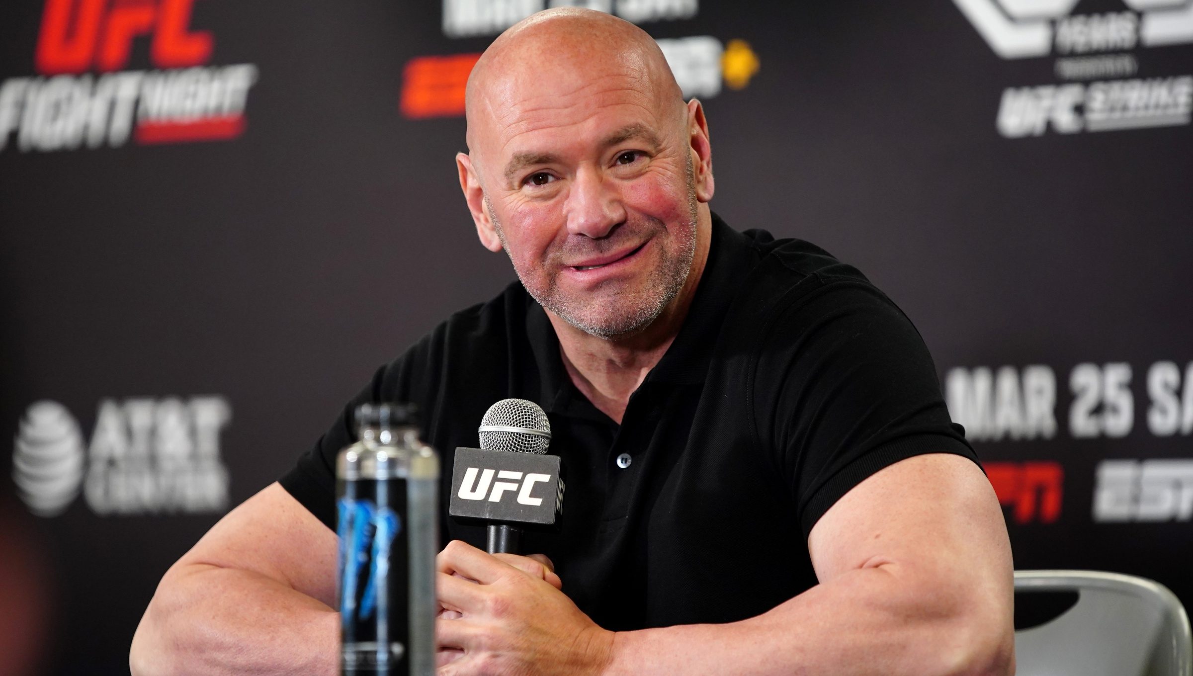 Mar 25, 2023; San Antonio, Texas, USA; UFC president Dana White at a press conference after UFC Fight Night at AT&T Center. Mandatory Credit: Aaron Meullion-USA TODAY Sports