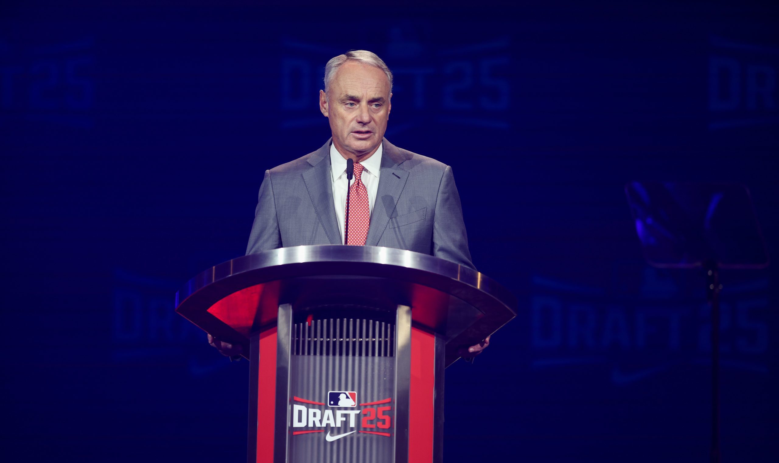 What has driven Major League Baseball's increased relationship with content creators? Rob Manfred recently discussed that matter. Mandatory Credit: Brett Davis-Imagn Images