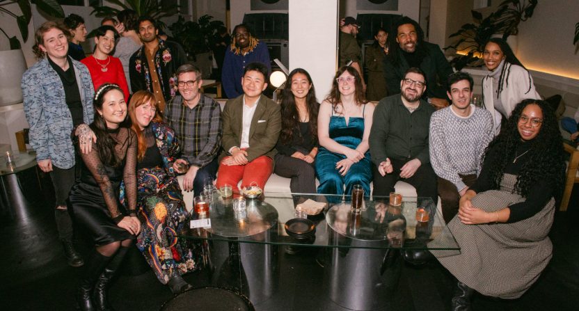 Members of the Defector staff at a 2024 holiday party. (Photo courtesy of Tom Ley)