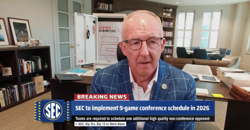 Greg Sankey cites CFP selection criteria change as factor in SEC’s move to 9-game conference schedule