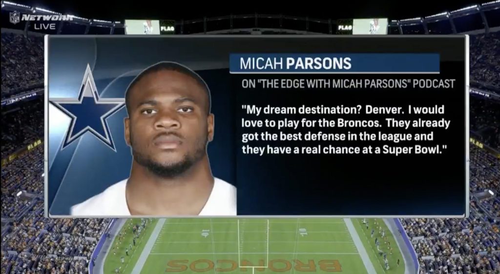 Broncos broadcast duped by obviously fake Micah Parsons quote