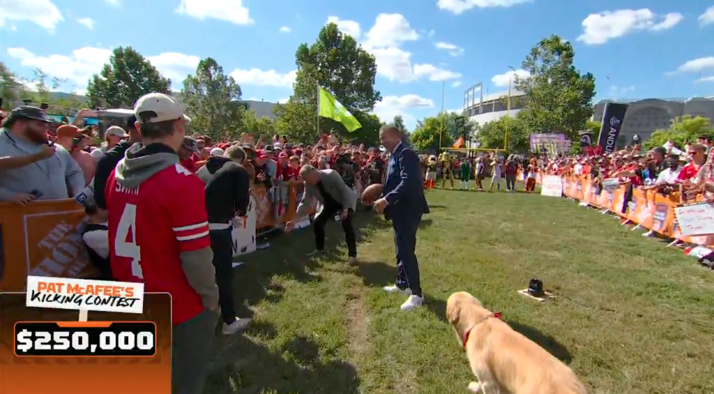 Kirk Herbstreit’s dog Peter interrupts Pat McAfee kicking contest on ‘College GameDay’ with surprise poop