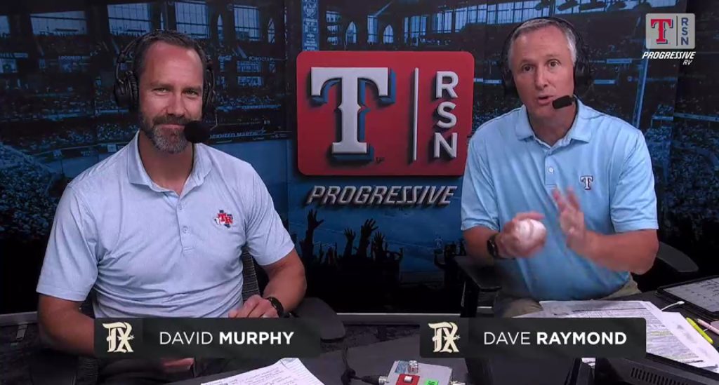 Rangers' broadcasters David Murphy and Dave Raymond.