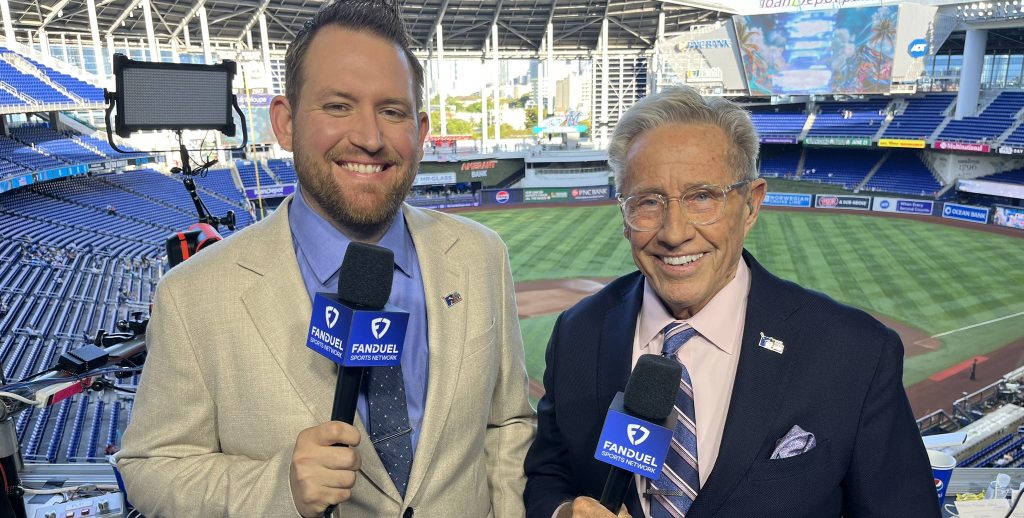 Marlins' broadcasters Kyle Sielaff and Tommy Hutton. (Tommy Hutton on X.)