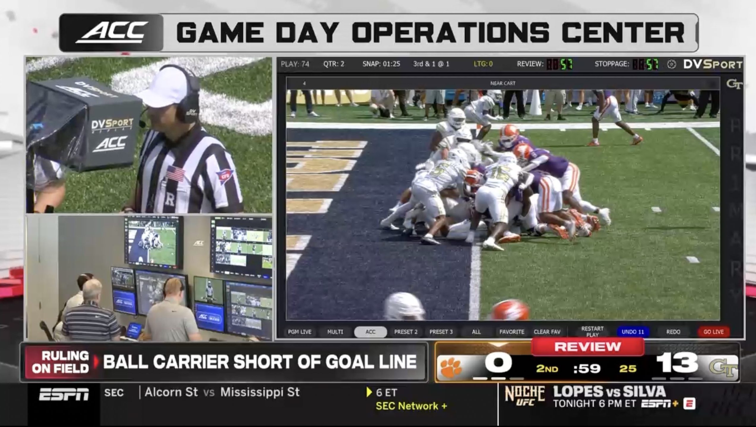 A look at the ACC enhanced replay access on ESPN during the Clemson-Georgia Tech college football game. Photo Credit: ESPN