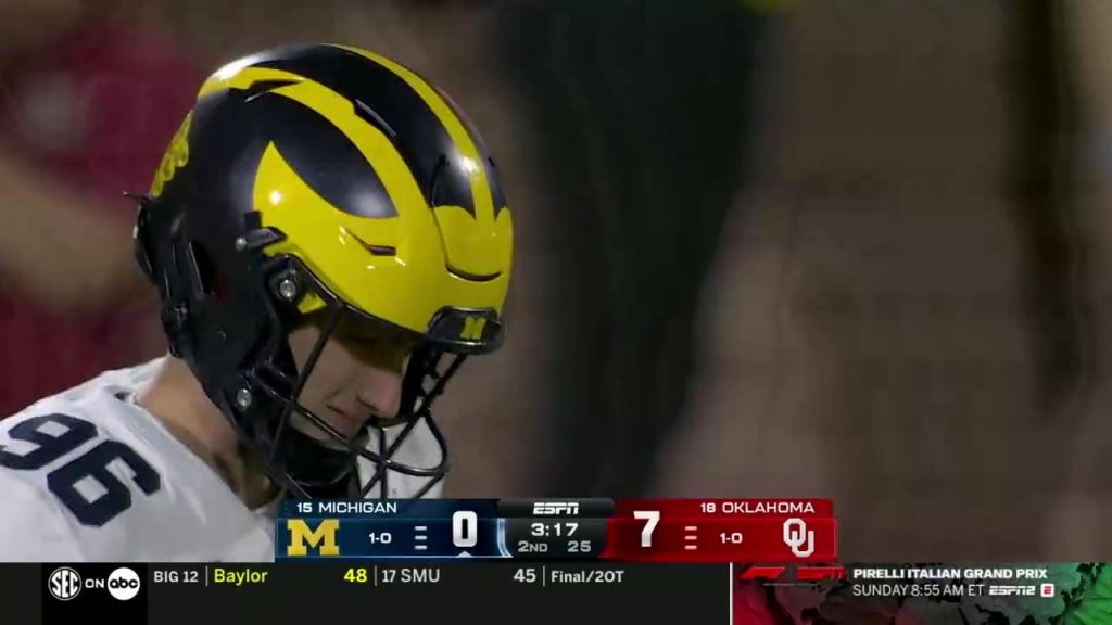 Chris Fowler hits Michigan All-American kicker Dominic Zvada with announcer jinx