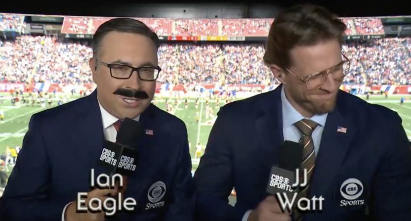 Ian Eagle and J.J. Watt in honor of the 50th anniversary of CBS NFL pregame show 'The NFL Today'. Photo Credit: CBS