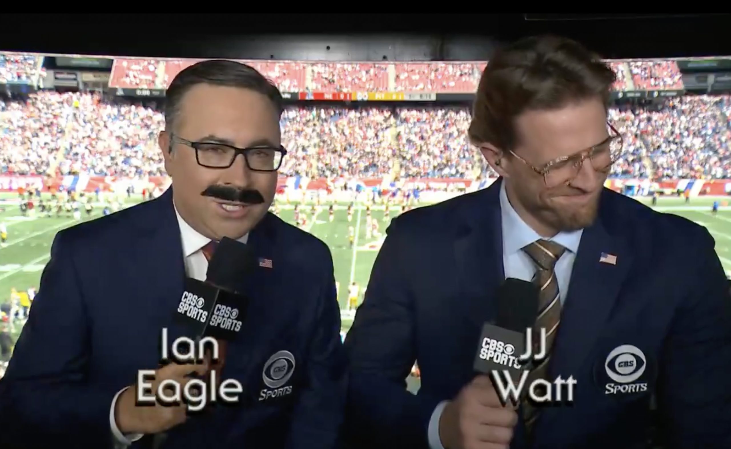 Ian Eagle and J.J. Watt in honor of the 50th anniversary of CBS NFL pregame show 'The NFL Today'. Photo Credit: CBS