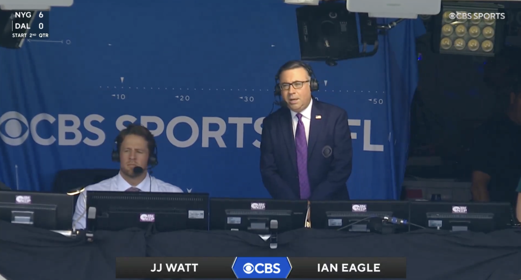 Ian Eagle makes light of height disparity while standing over J.J. Watt: ‘How you doing down there?’