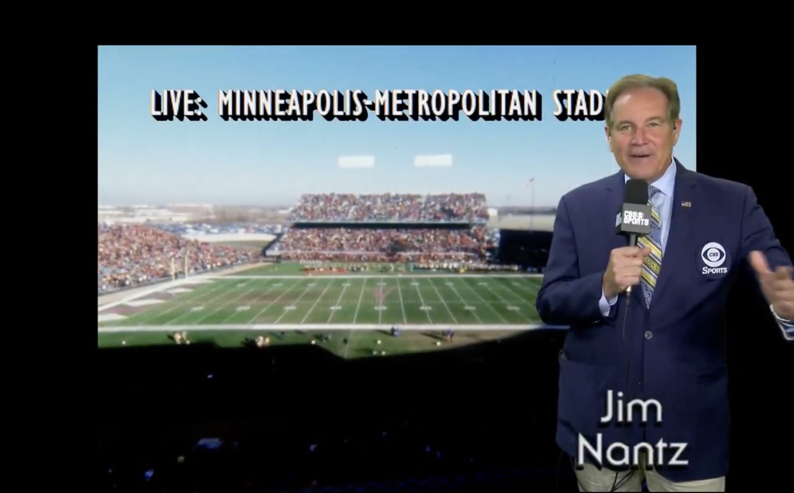 Jim Nantz on a CBS throwback broadcast for Bengals-Vikings on the 50th anniversary of 'The NFL Today'. Photo Credit: CBS