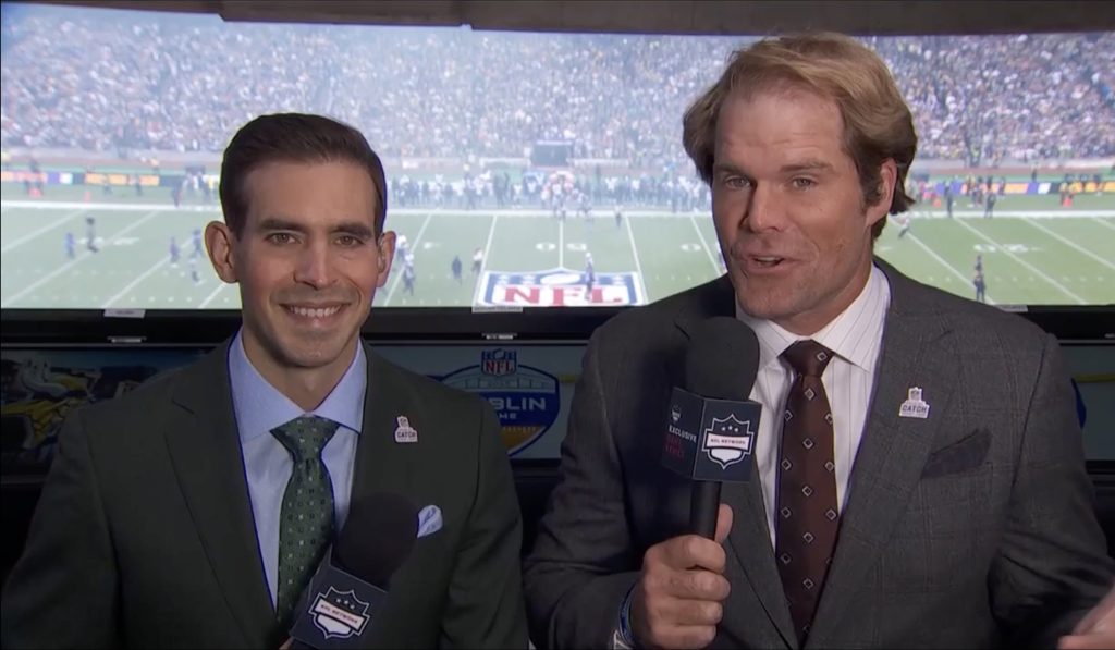 Joe Davis, Greg Olsen have funny exchange on Irish rugby, American football