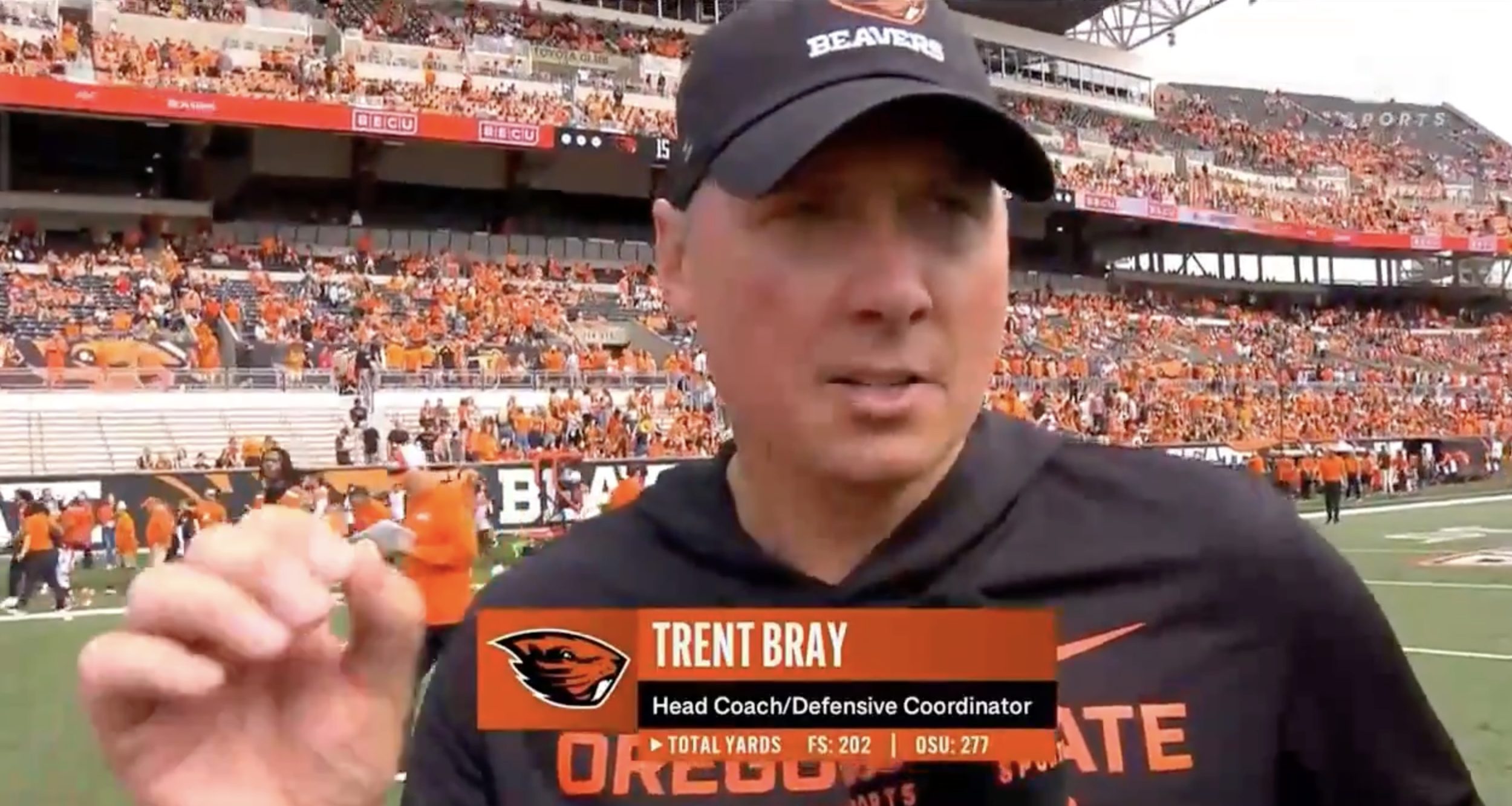 Oregon State coach drops F-bomb on special teams unit during halftime interview