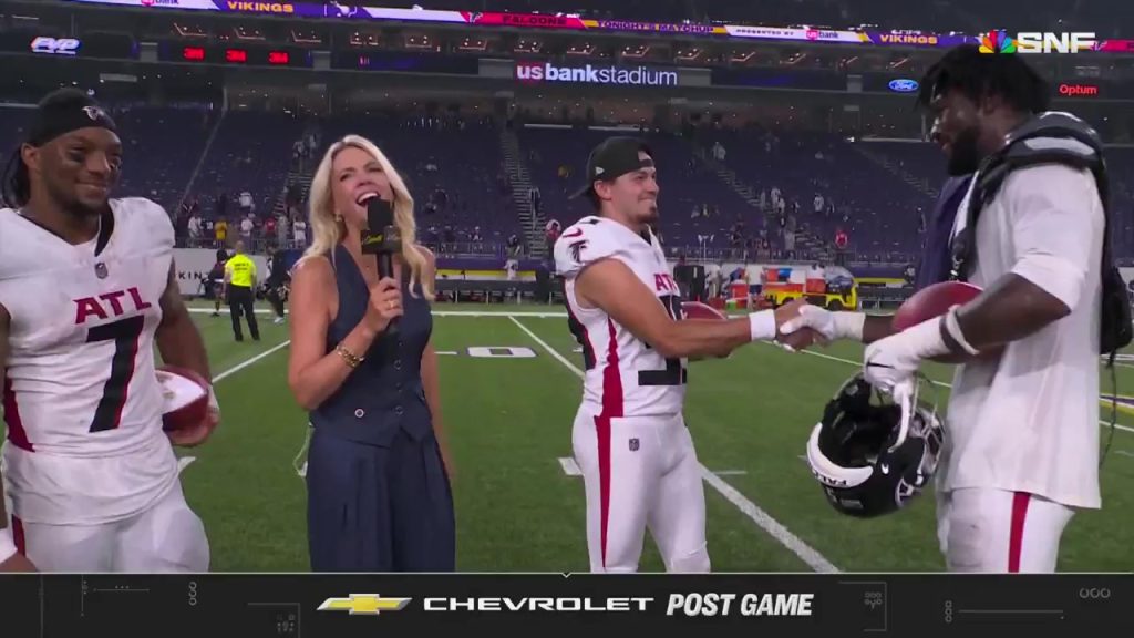 New Falcons Kicker Parker Romo met new teammate Leonard Floyd during interview