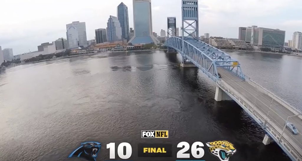 Fox shows Jacksonville Landing B-roll despite being demolished in 2019