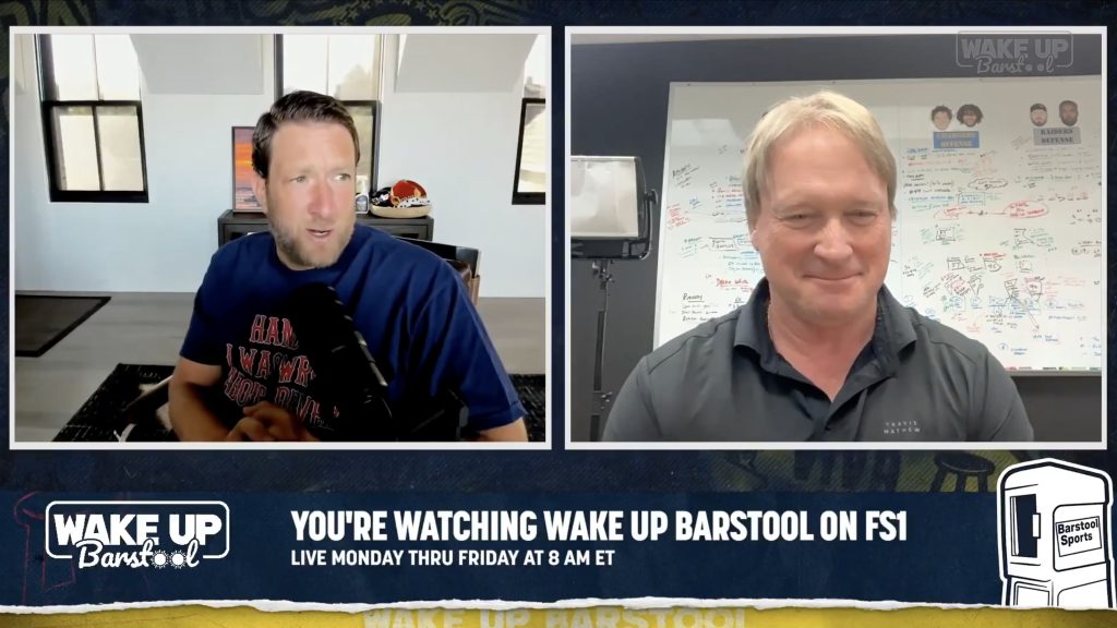 Jon Gruden roasts Greg Olsen for sleeping though ‘Wake Up Barstool’ segment