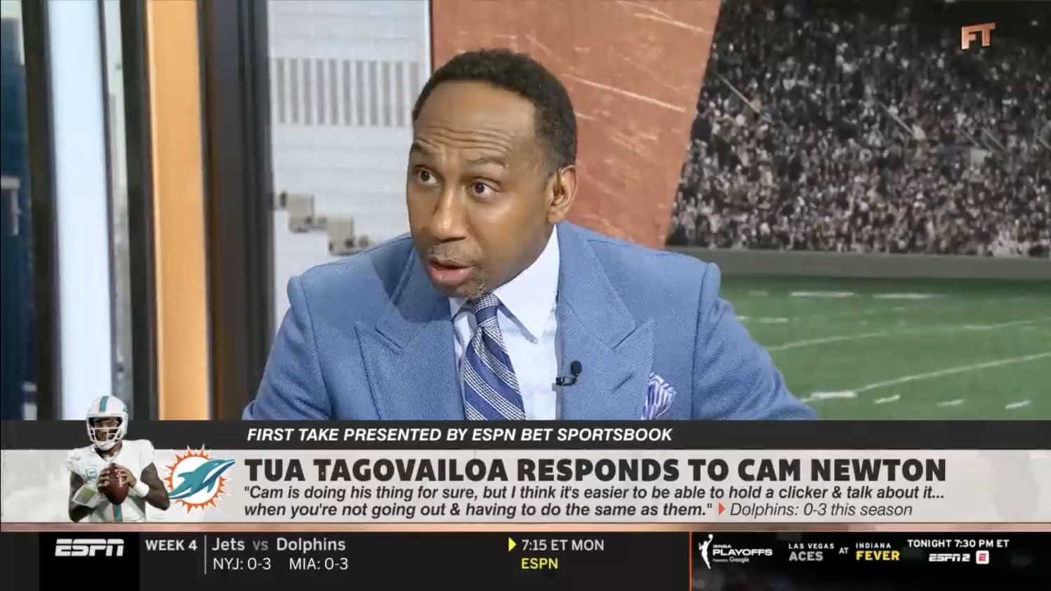 Stephen A. Smith defends Cam Newton against Tua Tagovailoa