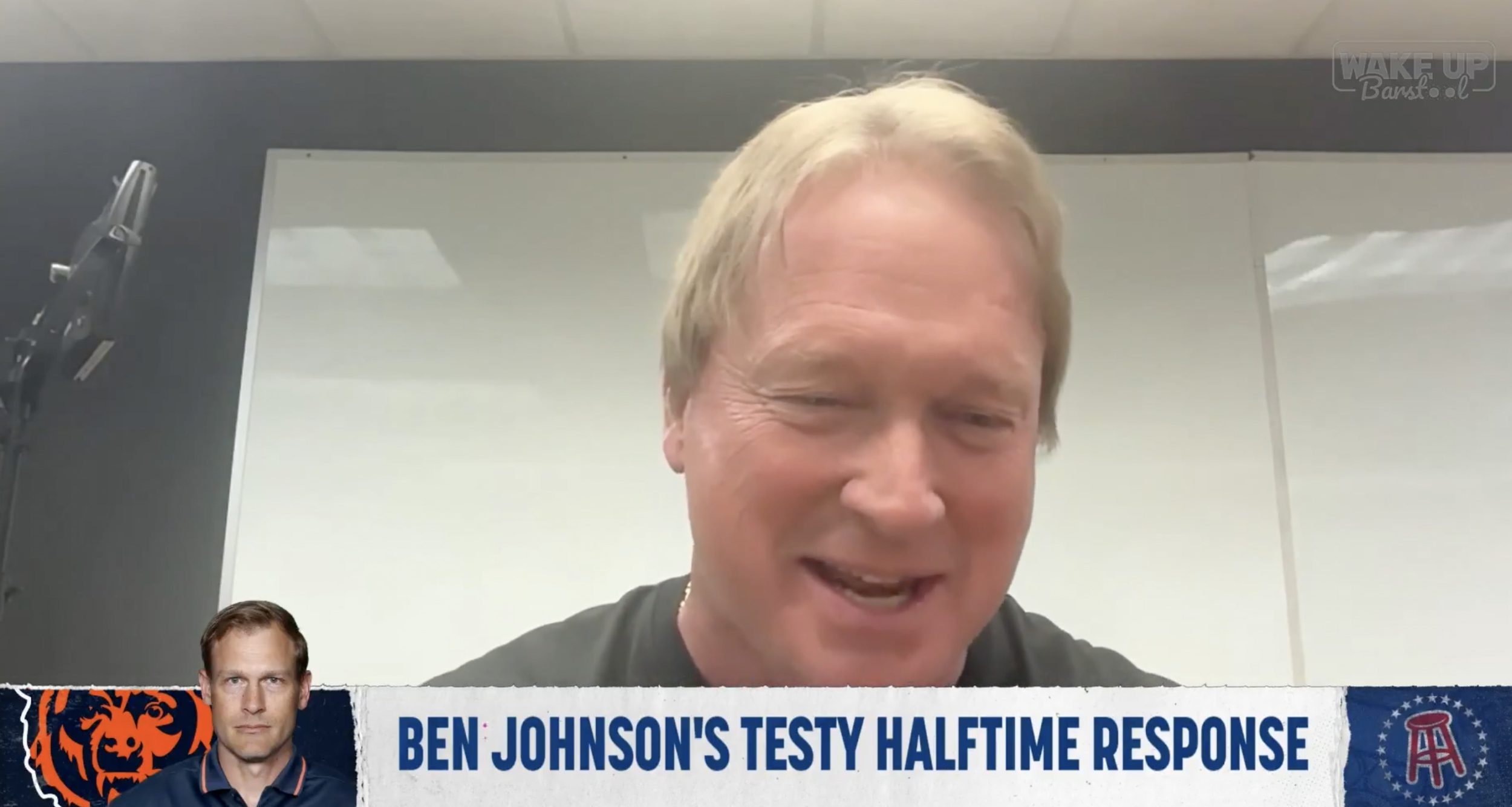 Jon Gruden defends Ben Johnson over tense interview with CBS sideline reporter Aditi Kinkhabwala
