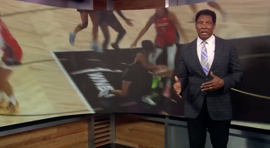 Sports anchor Steve Burton congratulates WNBA Most Improved Player winner, daughter Veronica Burton