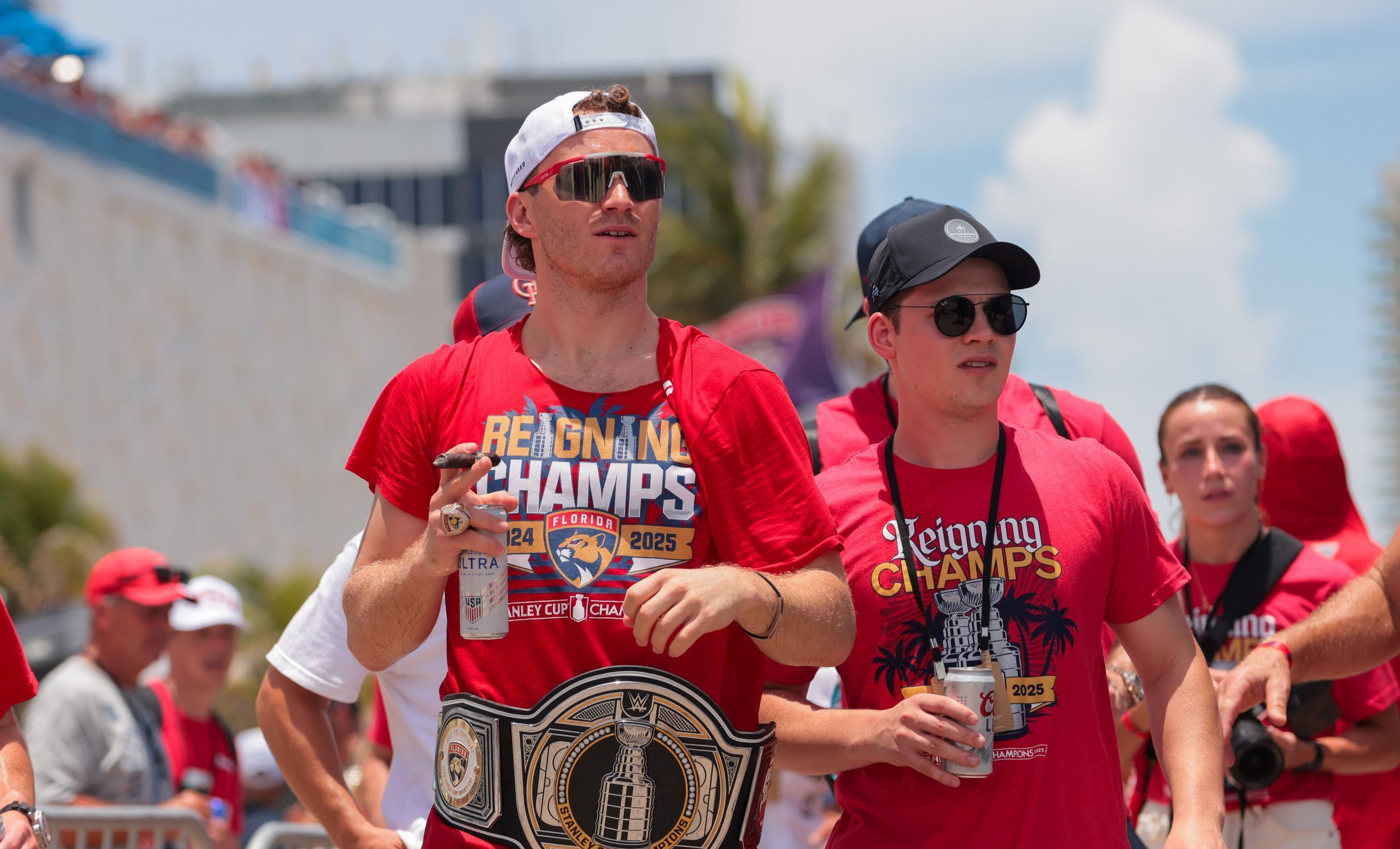 Matthew Tkachuk, who's helped the Florida Panthers win the Stanley Cups, will be on hand as the 'College GameDay' Week 4 guest picker. Mandatory Credit: Sam Navarro-Imagn Images