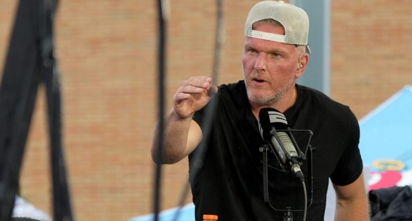 Pat McAfee helps to kick off the Pro Football Hall of Fame Festival Fan Fest with a live broadcast outside the Pro Football Hall of Fame. July 31, 2025.
