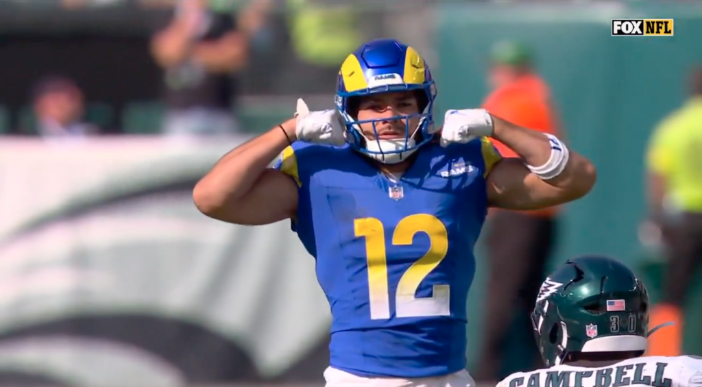 Greg Olsen questions officials on key taunting penalty against Rams’ Puka Nacua
