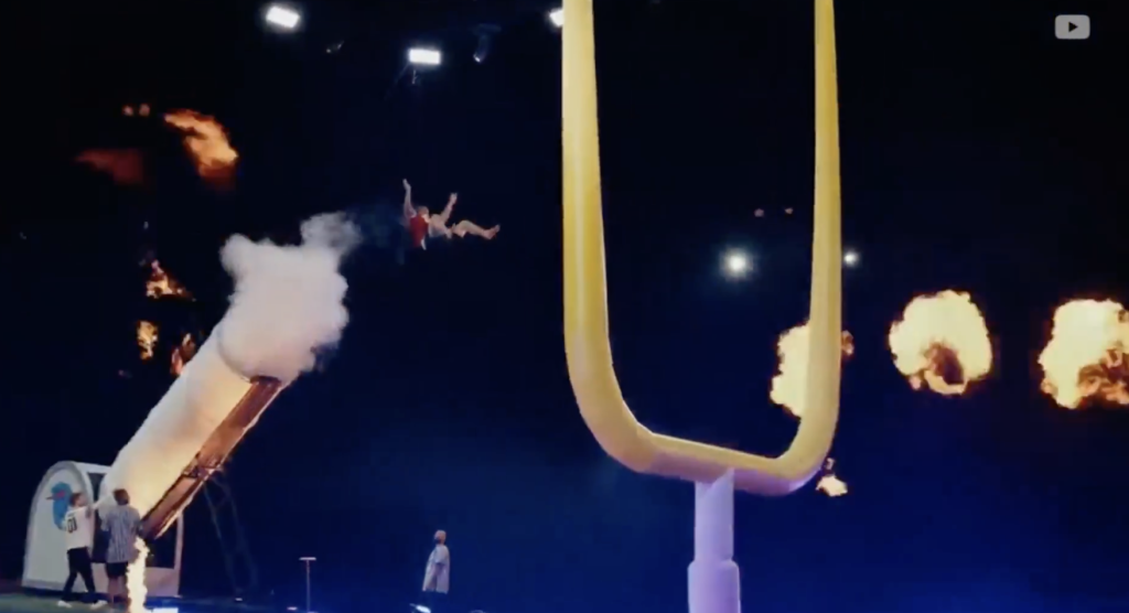 Inaugural YouTube NFL game ends with MrBeast shooting Chiefs fan out of a cannon