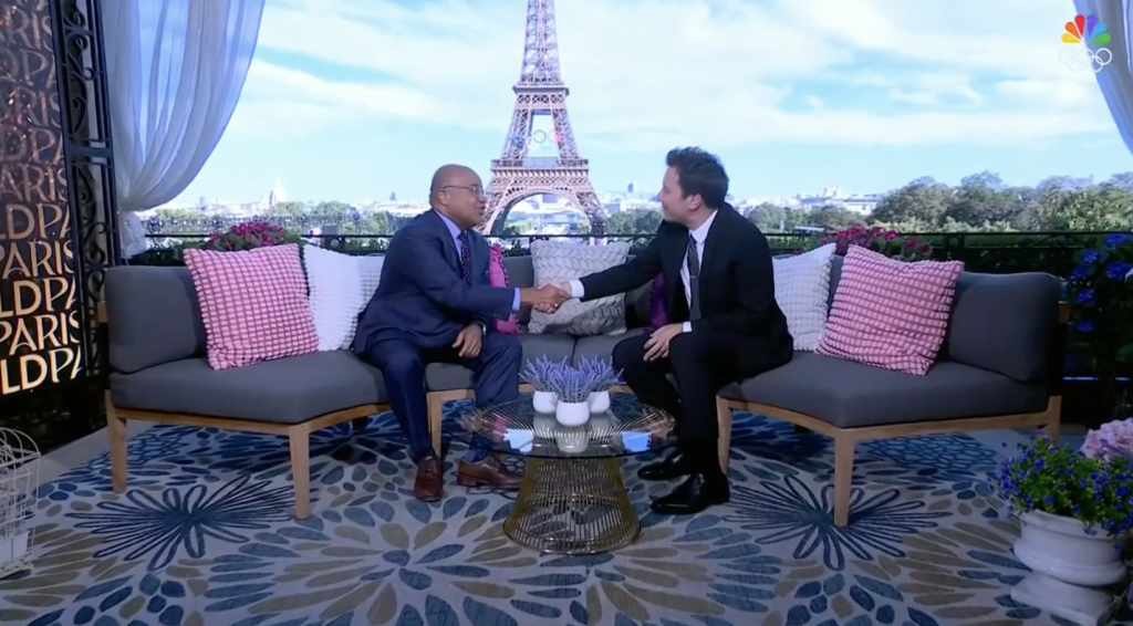 Jimmy Fallon says Mike Tirico tried to get him to stop talking at Olympics