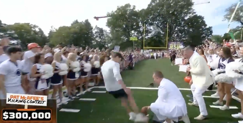 Pat McAfee field goal contest winner recruits soccer player to win $150k each