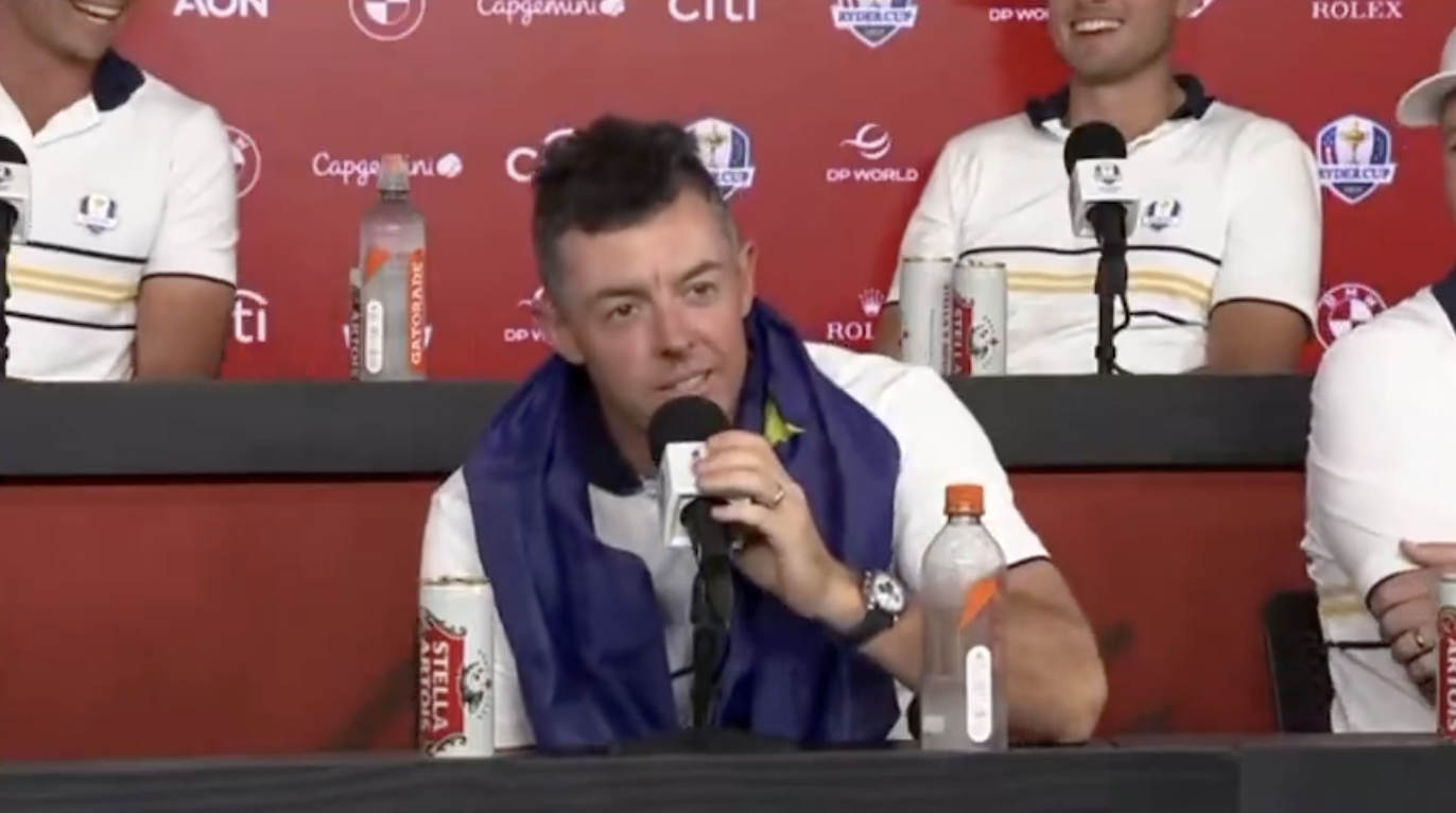 Rory McIlroy Ryder Cup mic drop