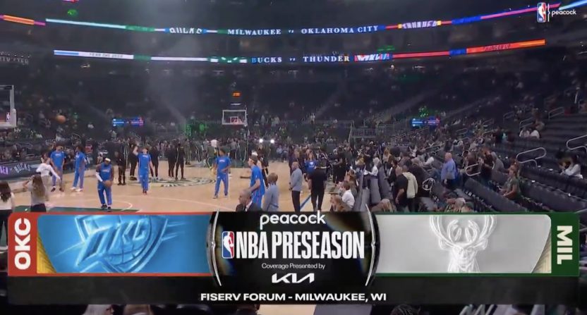 A Peacock NBA preseason broadcast. Photo Credit: Peacock/NBC