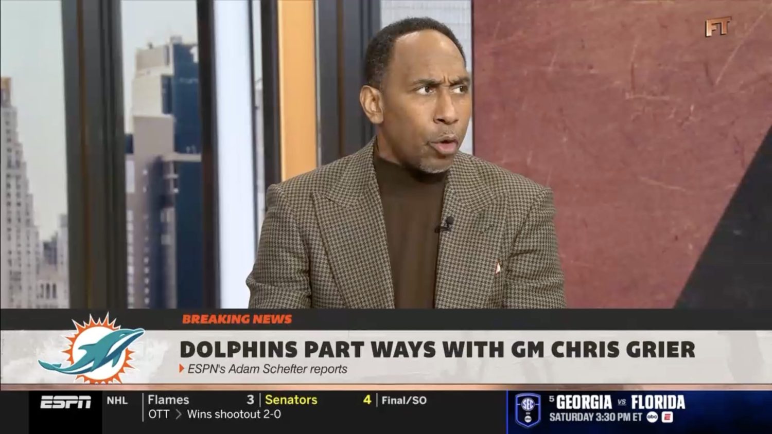 Stephen A. Smith livid over Miami Dolphins ousting GM: ‘The brother gets fired first?’