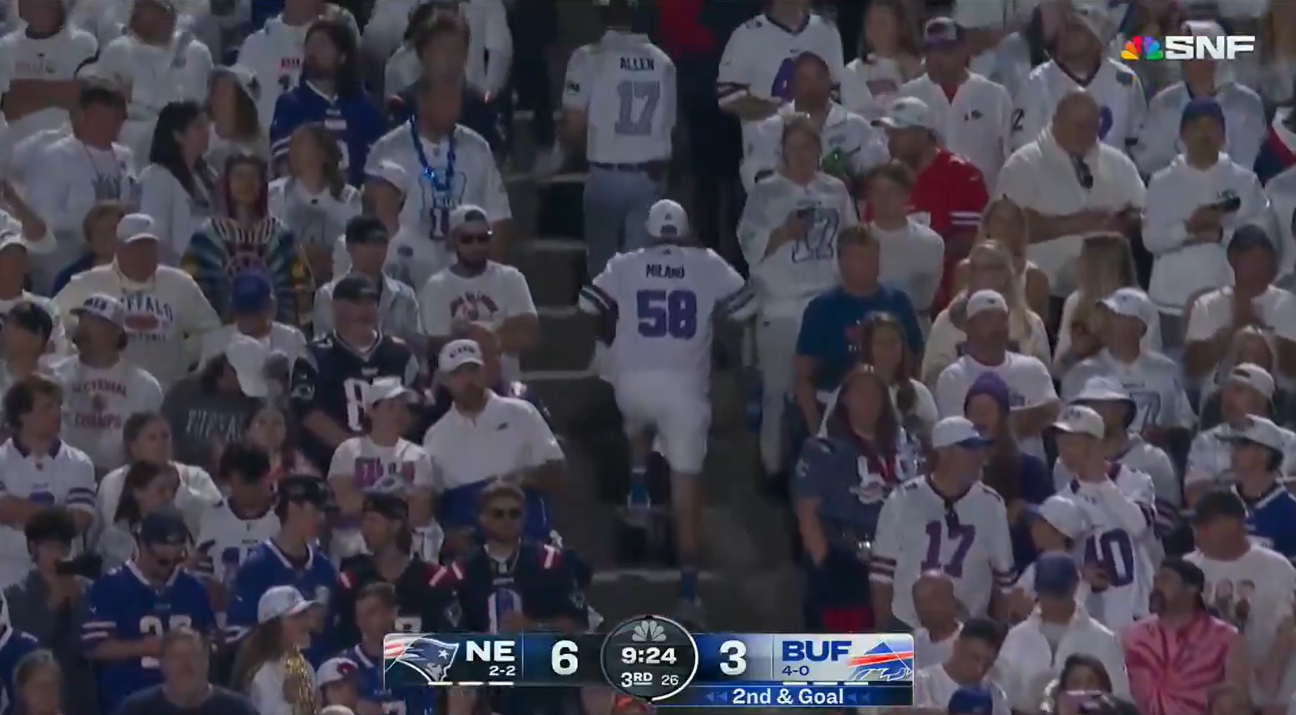 Mike Tirico calls Bills fan catching Josh Allen throwaway then running out of stadium