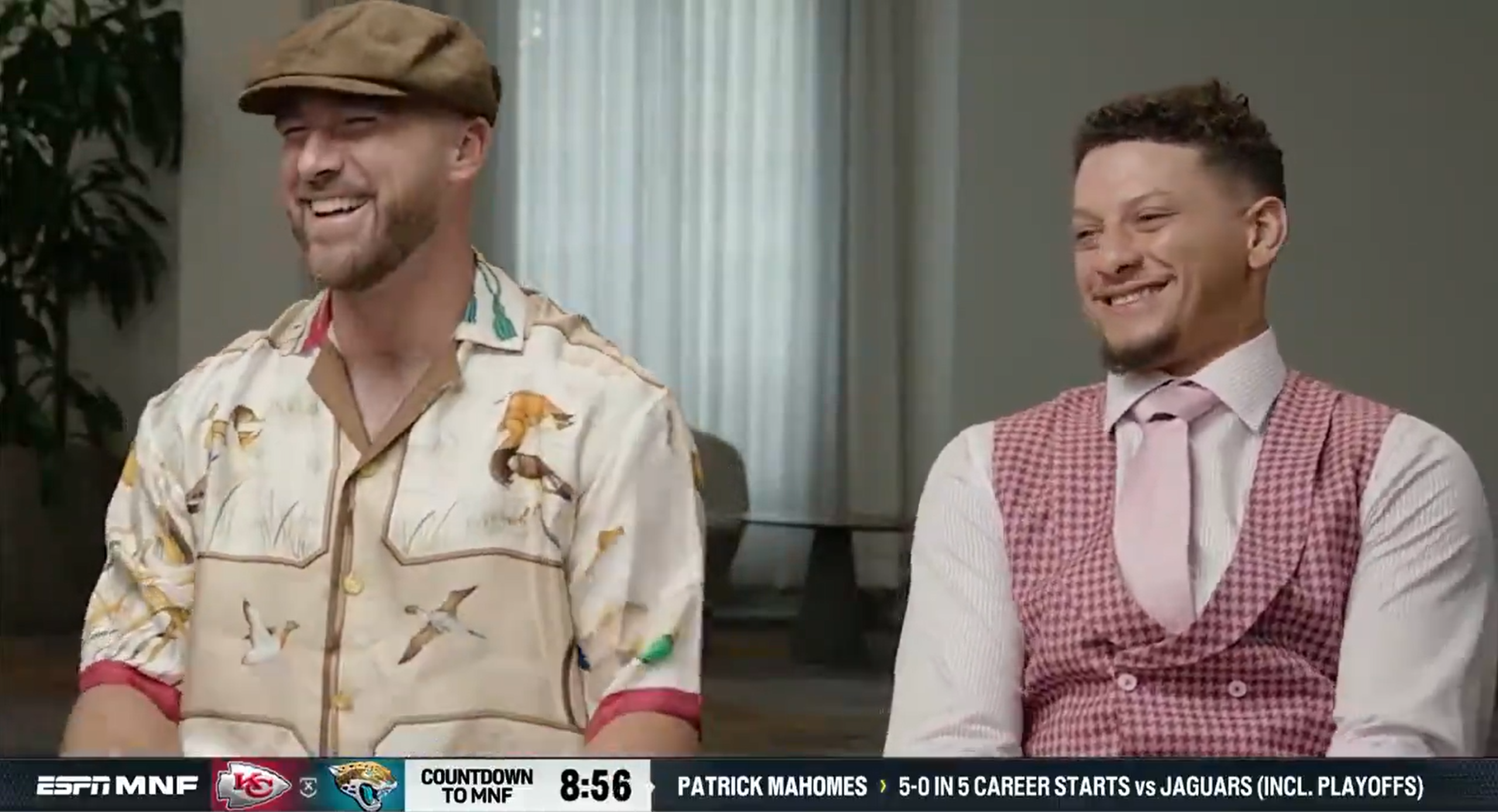 Jason Kelce opens ESPN interview with Travis Kelce asking ‘When’s the wedding?’