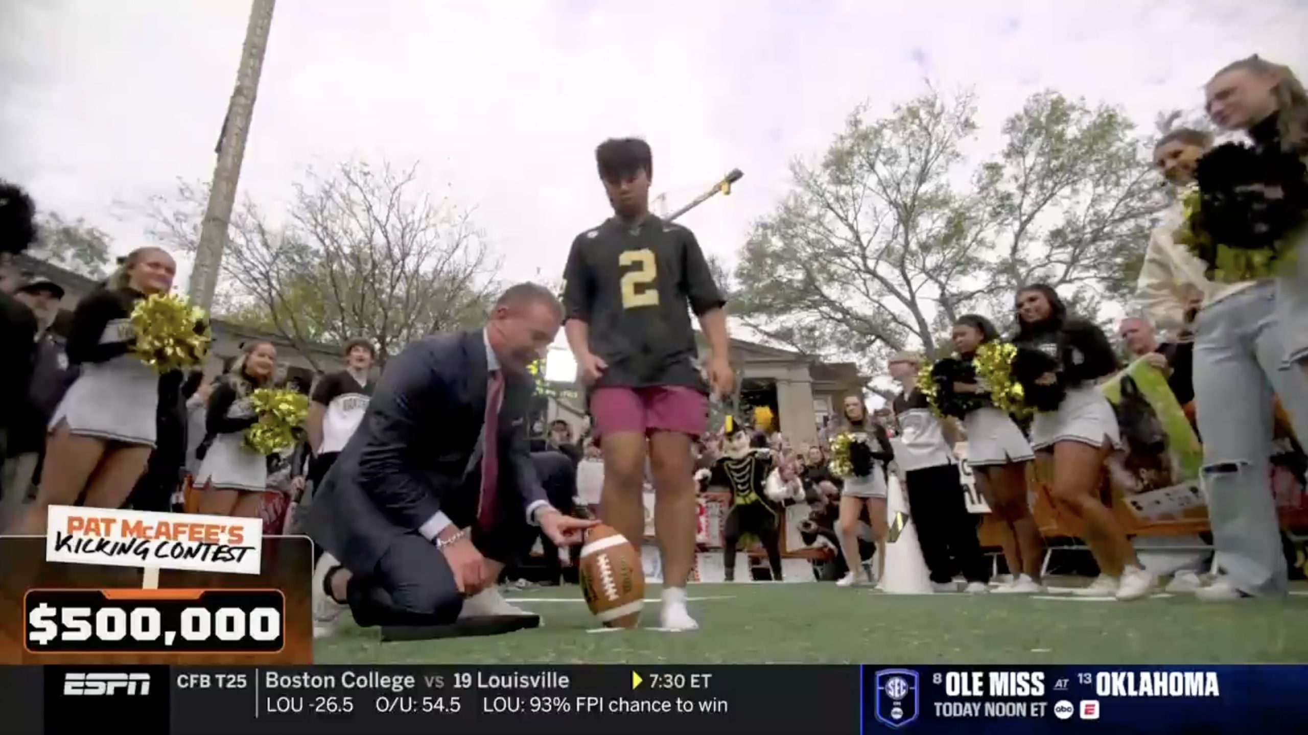 Vanderbilt student had the best kick yet on Pat McAfee Kicking Contest