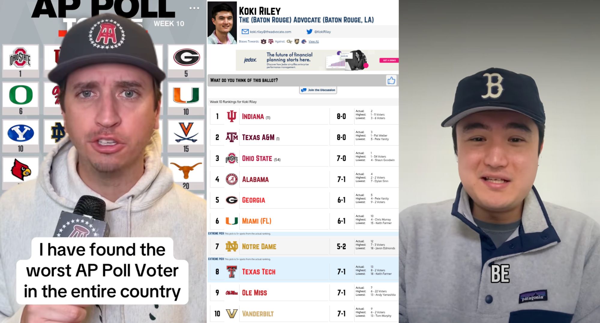 Is the Baton Rouge Advocate’s Koki Riley the worst AP Poll voter or the best?