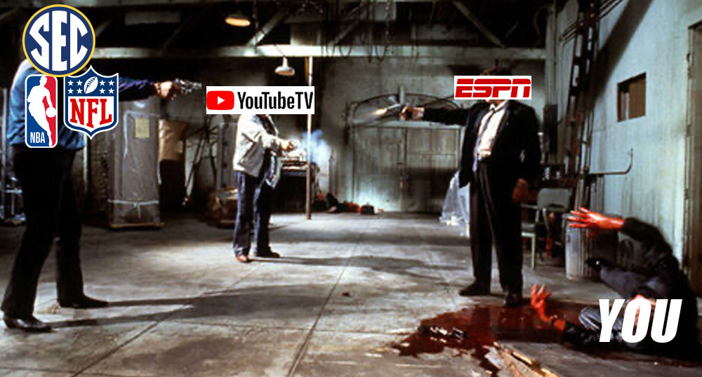 Thanks to ESPN and YouTubeTV, sports fans are once again hostages willing to pay the ransom